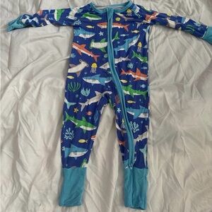 Blue Shark Print Kids One Piece